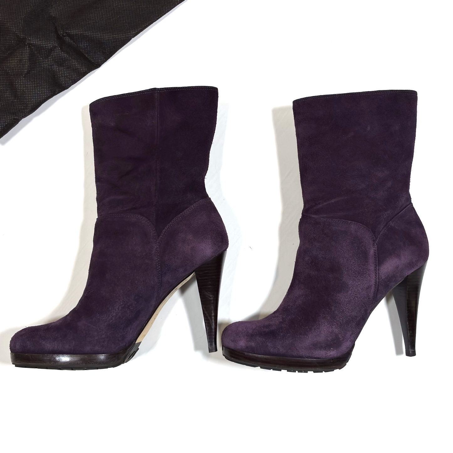 Cole Haan NikeAir Kennedy Suede Heeled Mid Calf Boots Eggplant Purple - 8