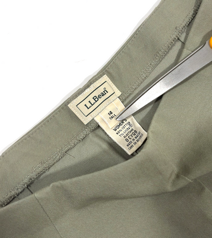 LL Bean Olive Green Straight Leg Pants Side Zipper - 14T