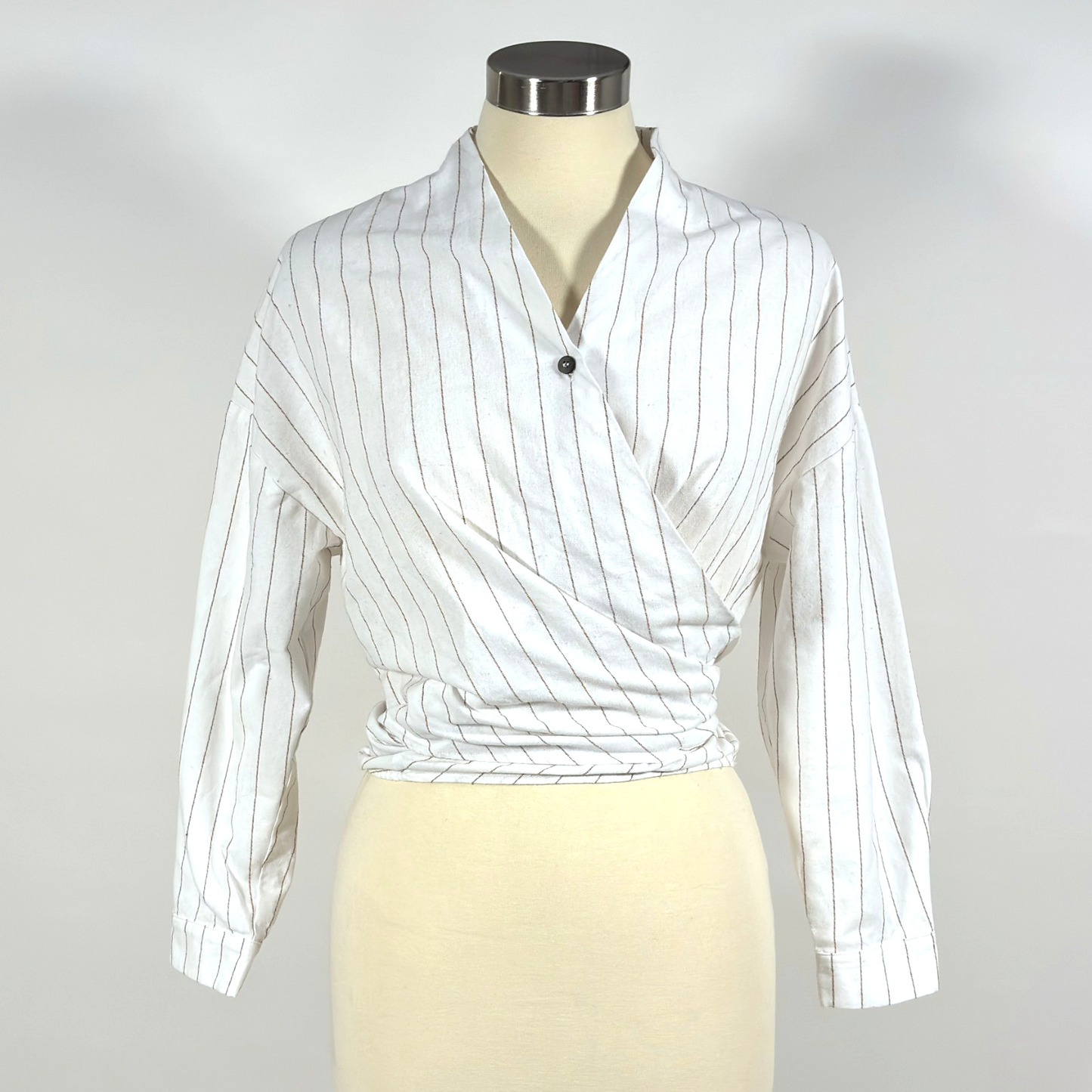 Paisie Striped Crossover Wrap Blouse - 6