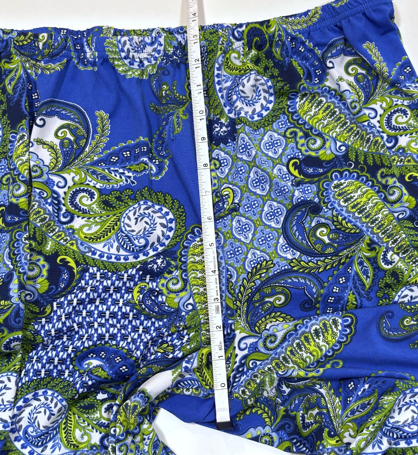 Zac & Rachel Wide Leg Trouser Pants Blue Green Paisley Print - XL