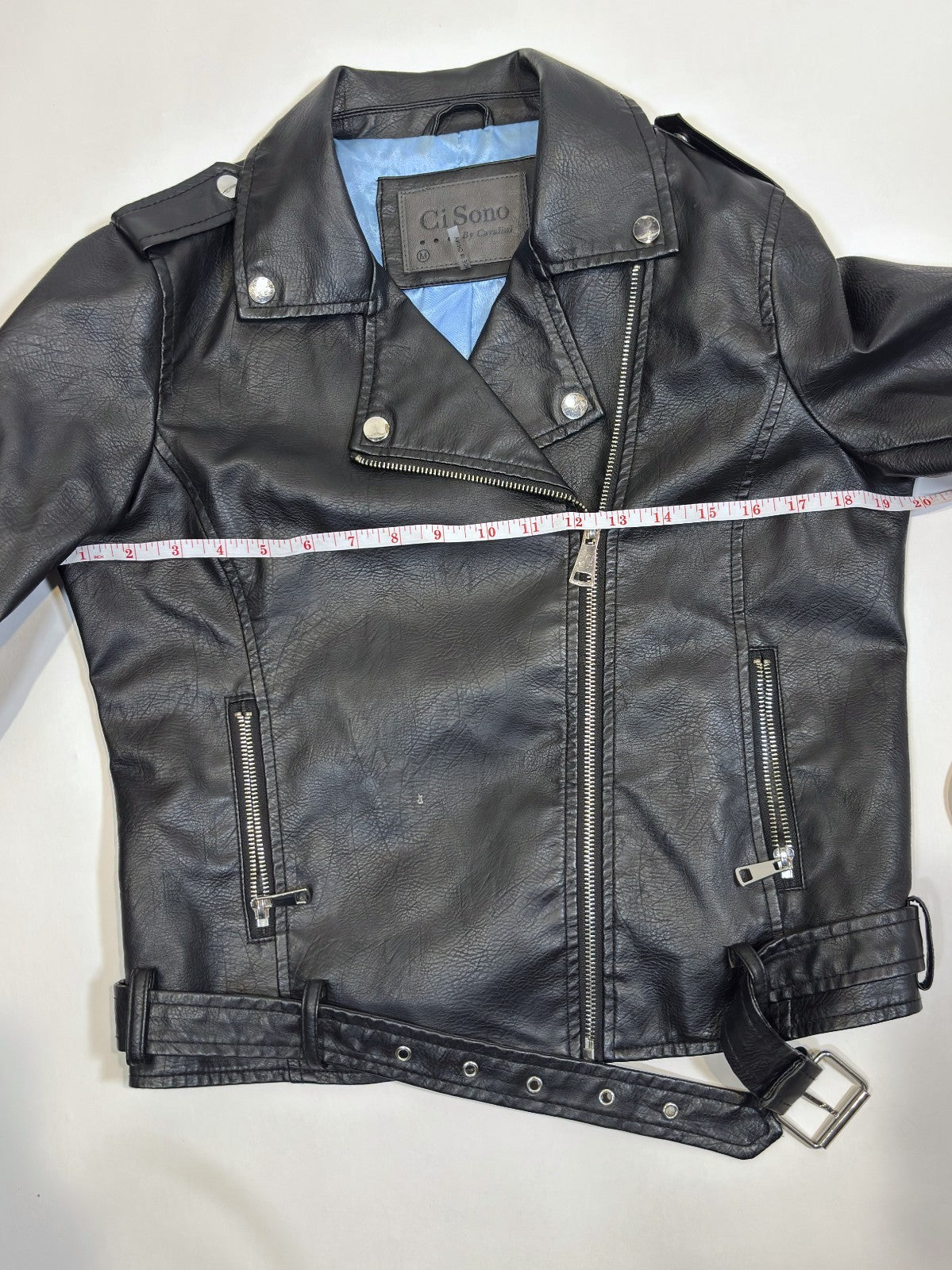 Ci Sono by Cavalini Black Vegan Leather Moto Biker Jacket - M