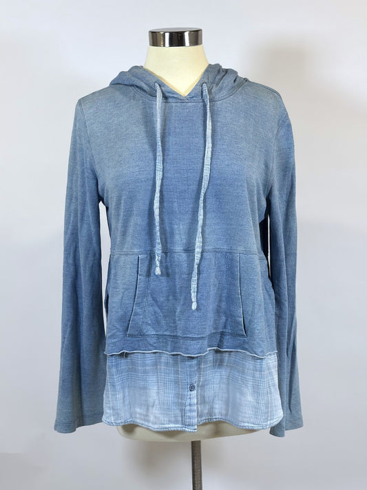 Cloth & Stone Chambray Knit Twofer Hoodie Flannel Overlay - M