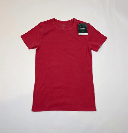LL Bean Cotton Crewneck T-Shirt Short Sleeve Pink - XS