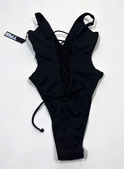 TA3 High Cut Plungey Shapewear Swimsuit Black - XS
