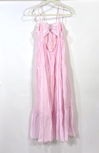 Listicle Light Pink Sleeveless Tiered Maxi Dress Open Back - M