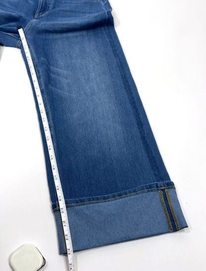 Halara Flex High Waisted Pockets Rolled Hem Wide Leg Jeans - XS Petite