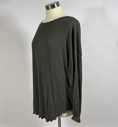 Free People Shimmy Shake Top Backless Open Back Long Sleeve Relaxed - M