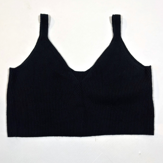 J Crew Cashmere Cropped Sweater Tank Black Ribbed Knit - 2X