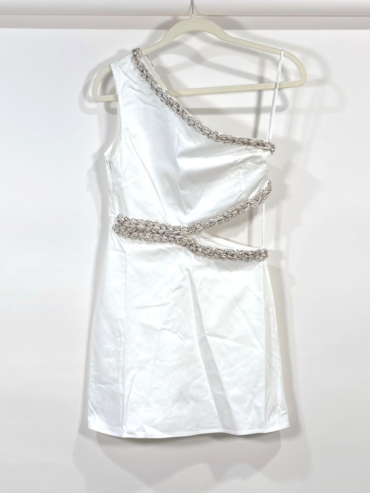 My Beachy Side One Shoulder Cutout Mini Dress White - S