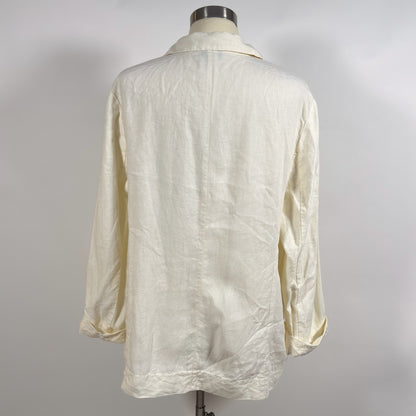 J Jill Single Button Blazer Jacket Ivory White - L