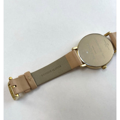 Kate Spade Metro Vachetta Watch Gold Beige Leather 5 O'Clock Somewhere 34mm