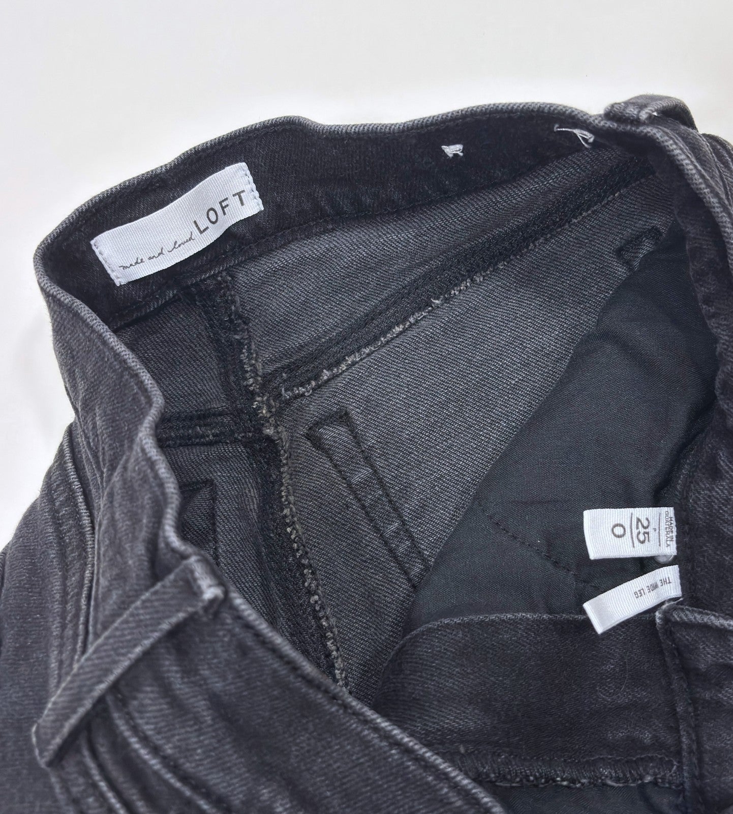 Loft The Wide Leg Black Raw Hem Denim Jeans - 0/25