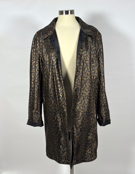 Reversible Animal Print Collared Jacket Black Leopard - L