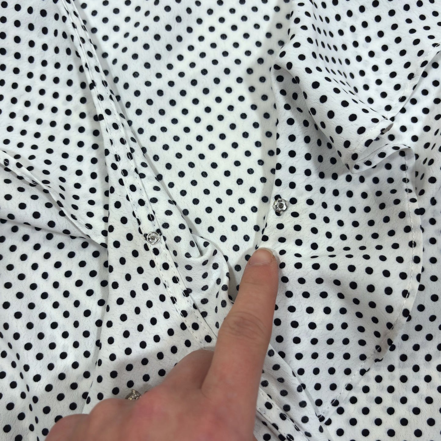 Lucy Paris Polka Dot Bell Sleeve Wrap Blouse White Black - S