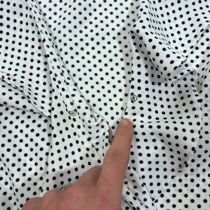 Lucy Paris Polka Dot Bell Sleeve Wrap Blouse White Black - S