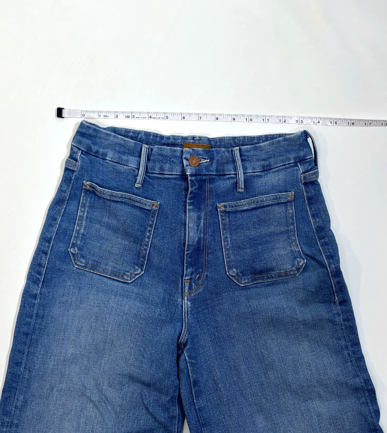 Mother Patch Pocket Roller Wide Leg Denim Jeans Medium Wash - 27