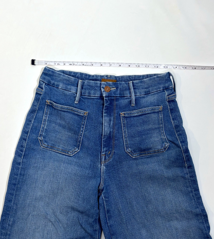 Mother Patch Pocket Roller Wide Leg Denim Jeans Medium Wash - 27