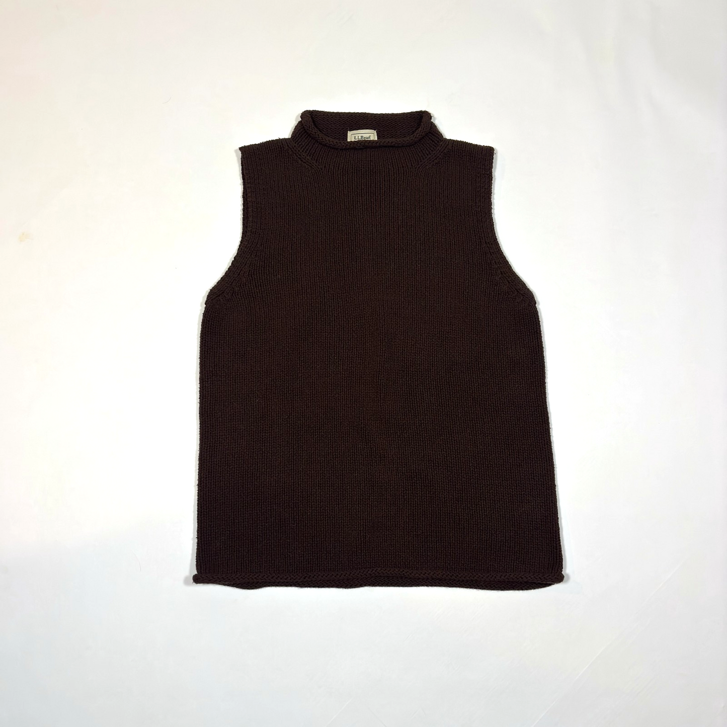 LL Bean Silk Cotton Rollneck Knit Sweater Chocolate Brown - M