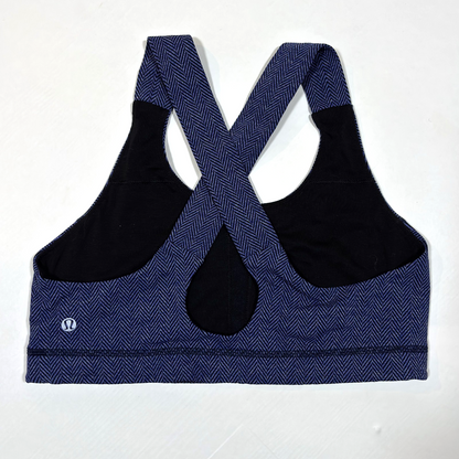 Lululemon All Sport Bra Giant Herringbone Black Heathered Pigment Blue - 10