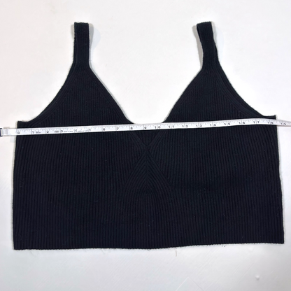 J Crew Cashmere Cropped Sweater Tank Black Ribbed Knit - 2X
