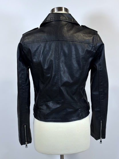 Ci Sono by Cavalini Black Vegan Leather Moto Biker Jacket - M