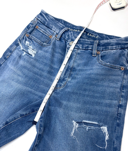 American Eagle Curvy Super High-Rise Flare Jeans Distressed - 6 Short