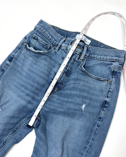 Loft High Waist Straight Crop Jeans Medium Wash Distressed - 0/25