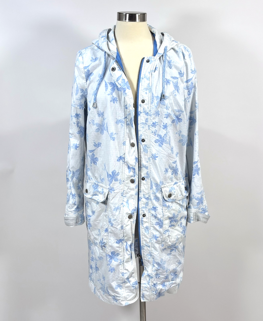 Free People Blue Floral Hooded Parka Boho Utility Jacket - S