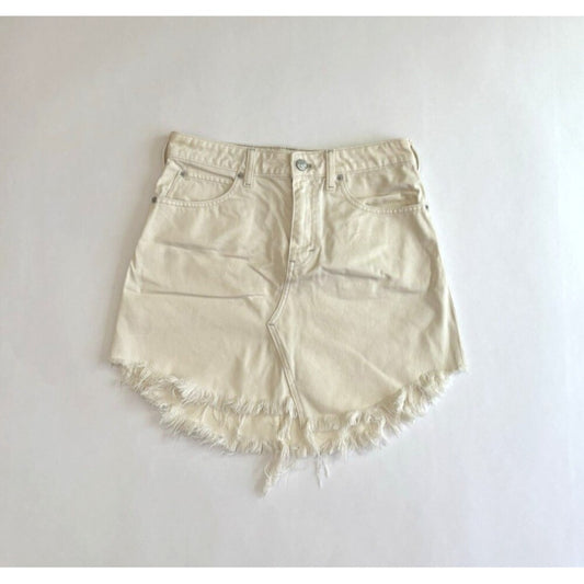 Free People Bailey Denim Jean Skirt Raw Hem White - 26