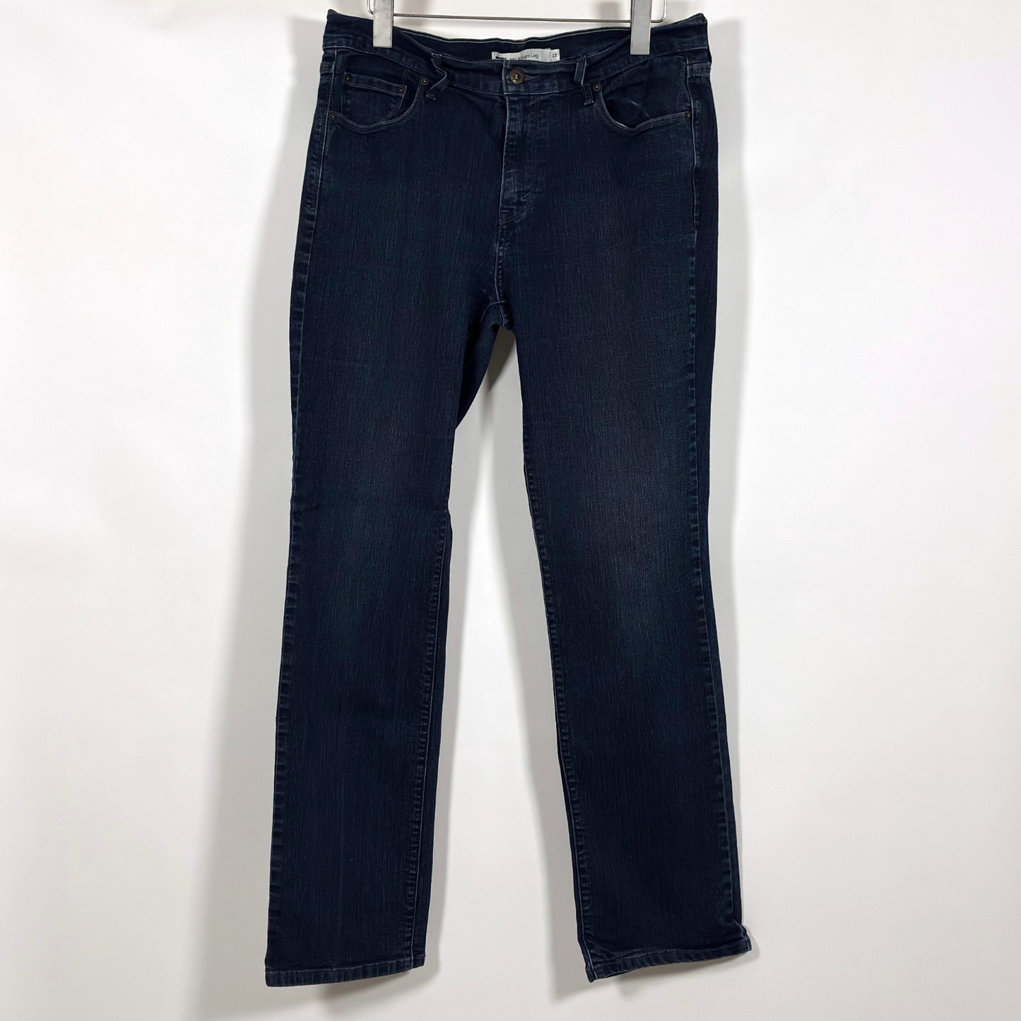 Levi's 505 Straight Leg Mid Rise Jeans Dark Wash Denim - 12