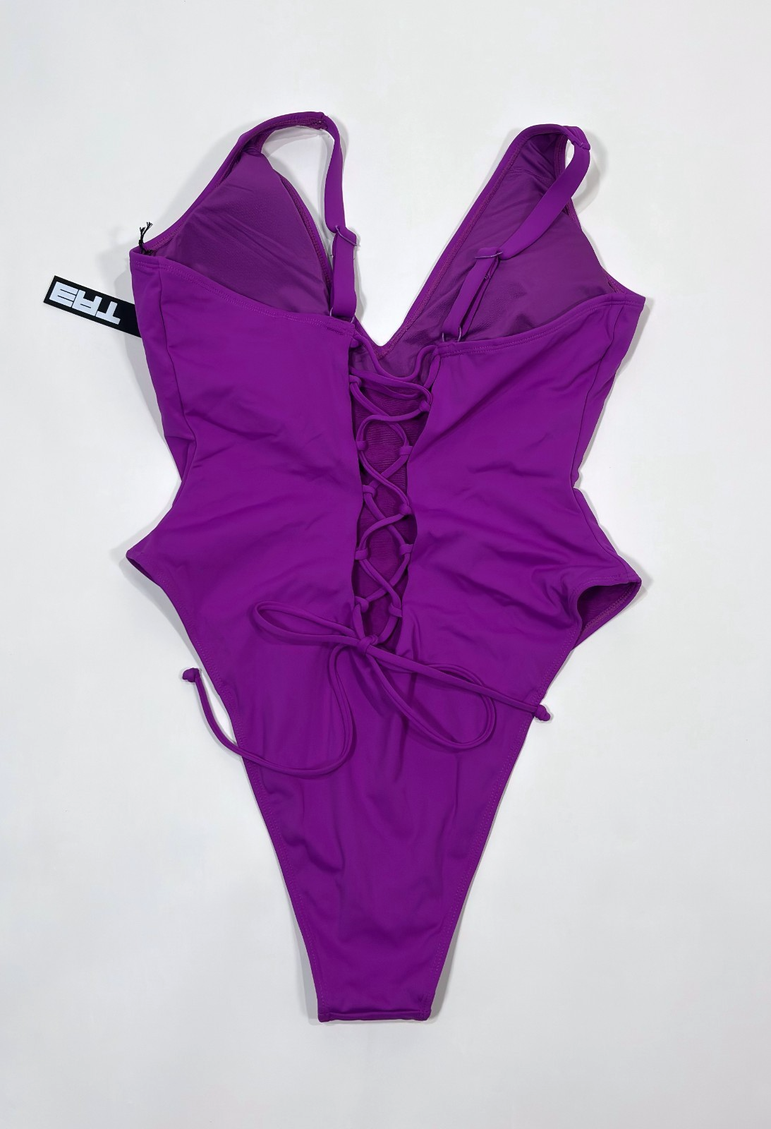 TA3 High Cut Plungey Shapewear Swimsuit Orchid Purple - 2X