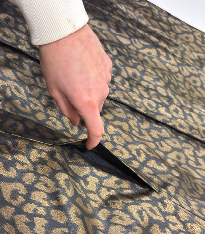 Reversible Animal Print Collared Jacket Black Leopard - L