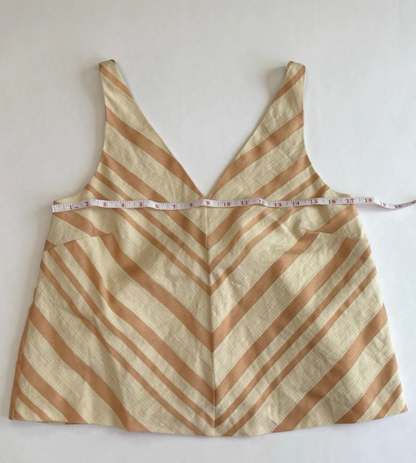 Anthropologie HD Paris Sleeveless Blouse Tank Chevron Peach Cream - 10