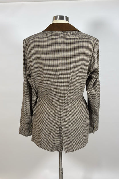 Anthropologie Maeve Plaid Cinch-Waist Blazer Jacket - M