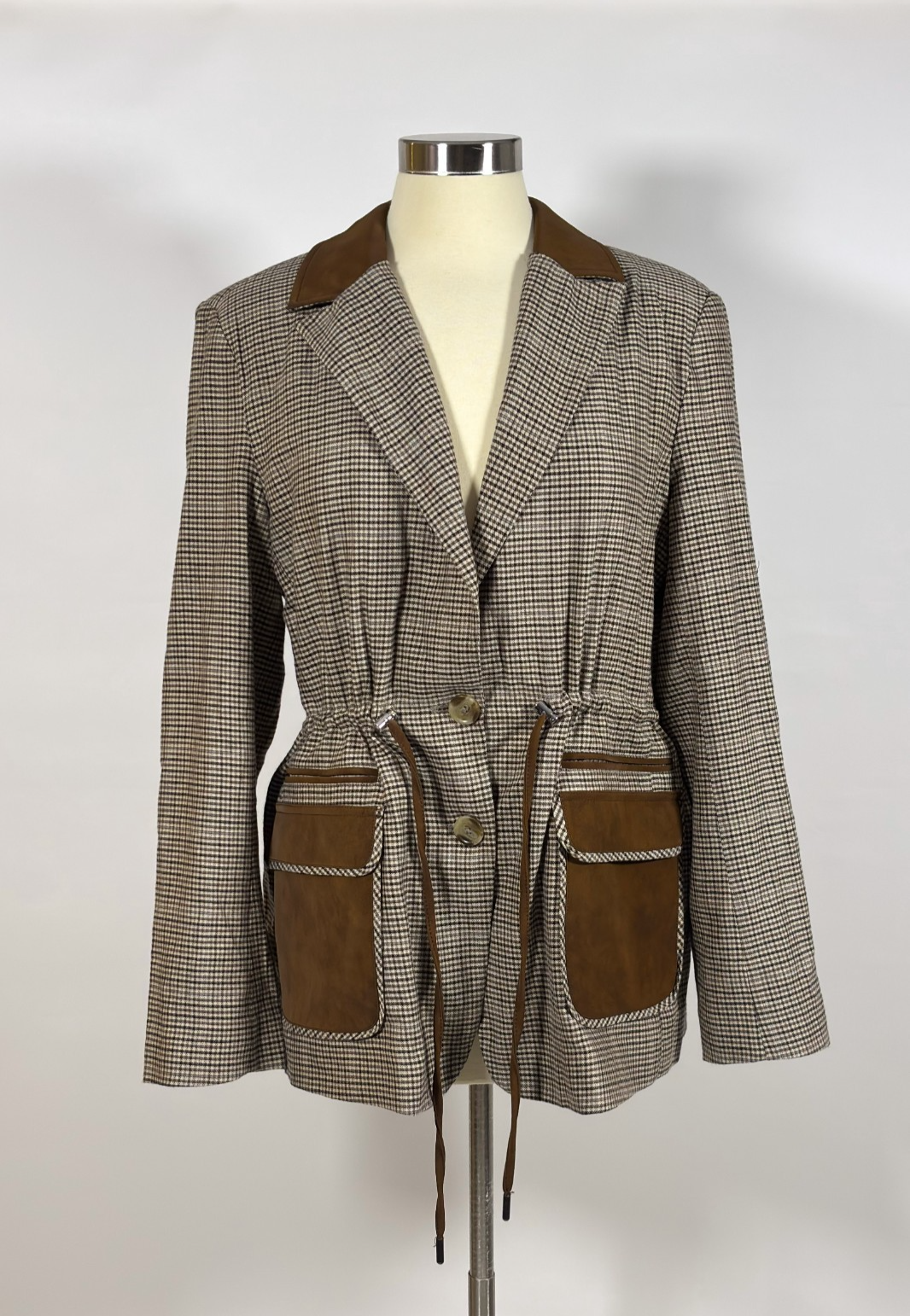 Anthropologie Maeve Plaid Cinch-Waist Blazer Jacket - M