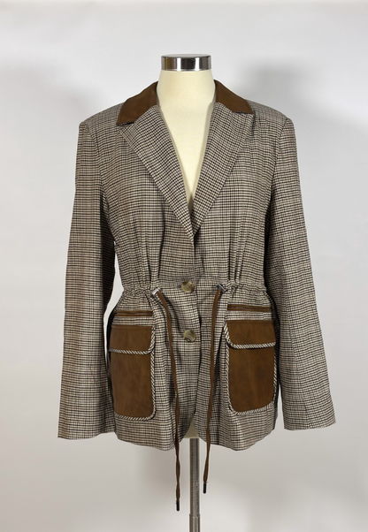 Anthropologie Maeve Plaid Cinch-Waist Blazer Jacket - M