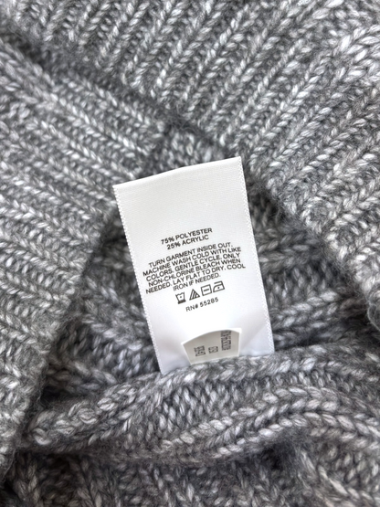 Express Gray Cable Knit Sweater Dress Tunic Mock Neck Ribbed - XS