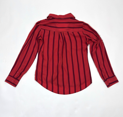 Express Portofino Button Down Shirt Raspberry Red Pink Striped - S