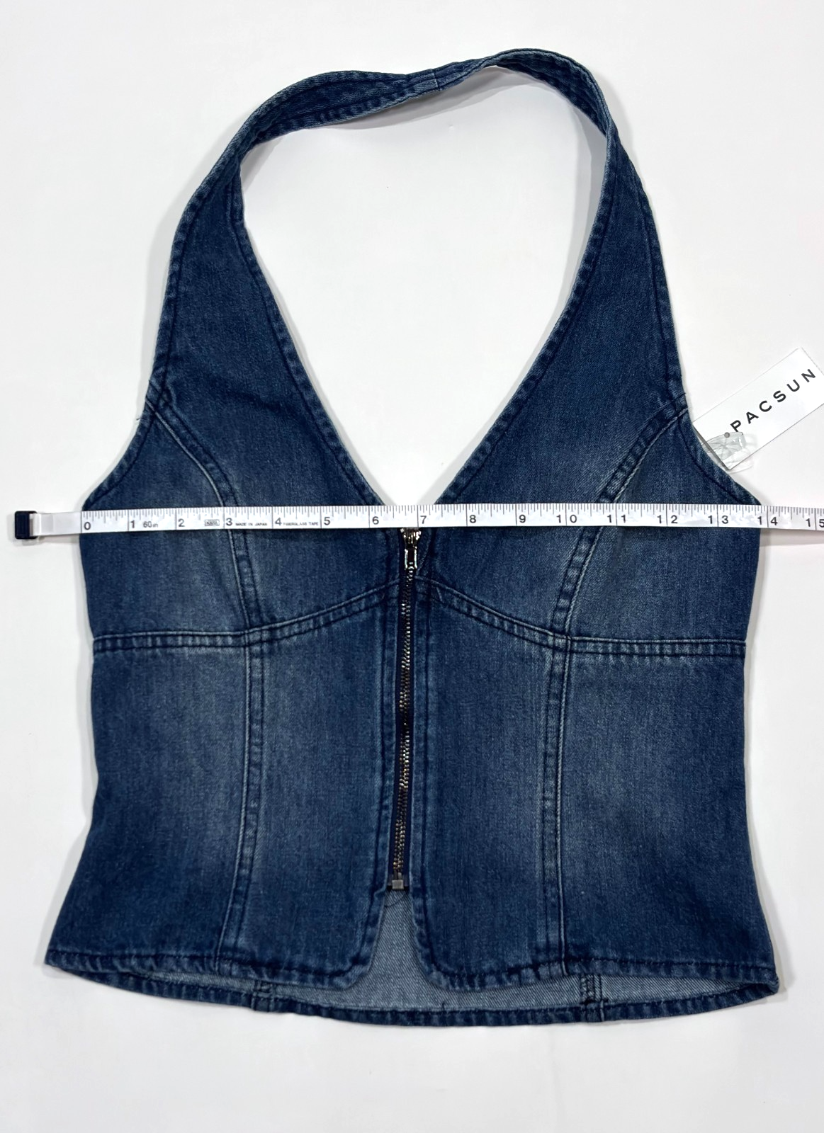 Your Favorite Ellie Denim Halter Zip Vest Pacsun - S