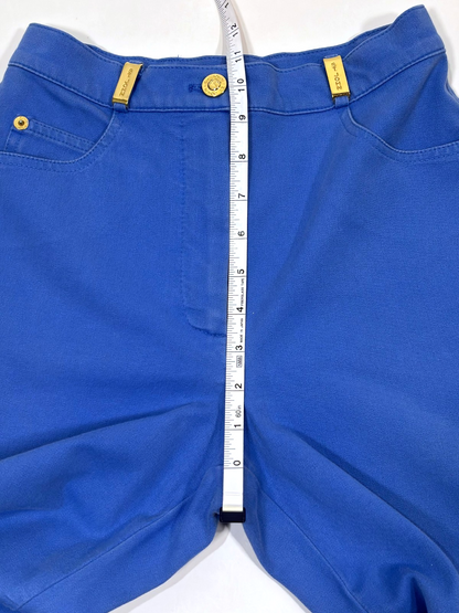 St. John Sport Essentials Blue + Gold Detail Straight Leg Pant Jean - 0