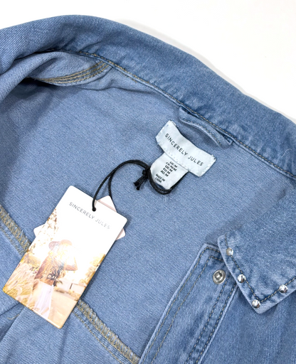 Sincerely Jules Denim Button Up Shirt Jacket Studded Western - M