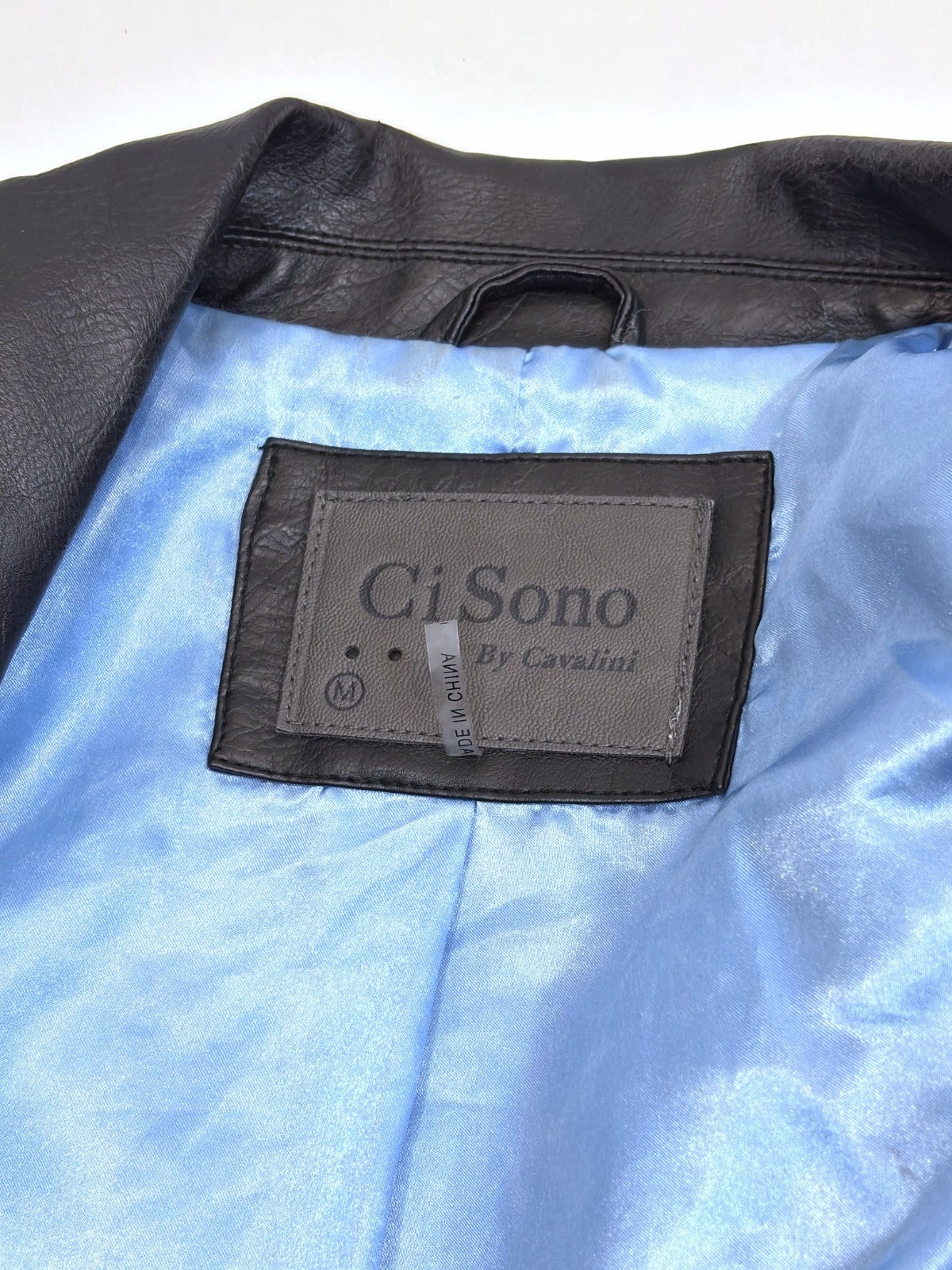 Ci Sono by Cavalini Black Vegan Leather Moto Biker Jacket - M