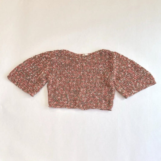 MOTH Salina Open Weave Cropped Crochet Sweater Anthropologie - Small