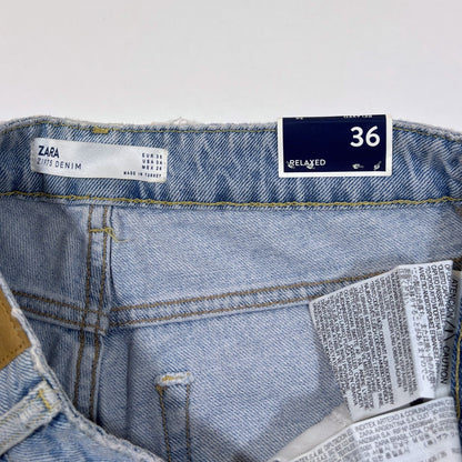 Zara Light Blue Side Stripe Relaxed Fit Jeans Denim - 4