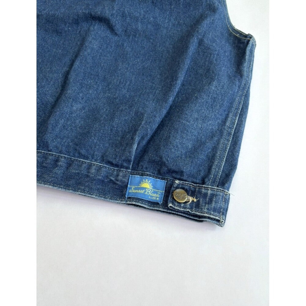 Vintage Sunset Blues Chic Denim Button Up Vest Dark Wash - L