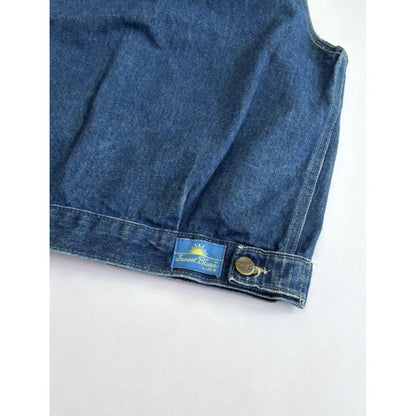 Vintage Sunset Blues Chic Denim Button Up Vest Dark Wash - L