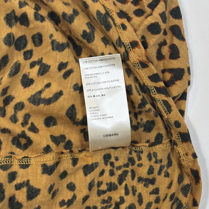 Free People Clarity Ringer Crewneck Short Sleeve Tee Animal Print - S