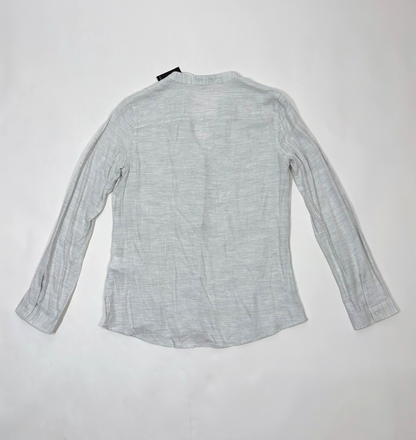 Express Long Sleeve Button Down Mandarin Collar Gray Heathered - XS