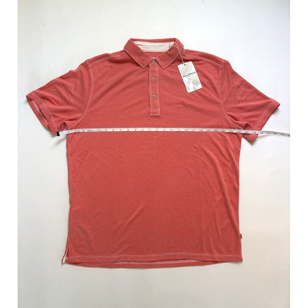 Tommy Bahama Polo Shirt Coral Stripe - L