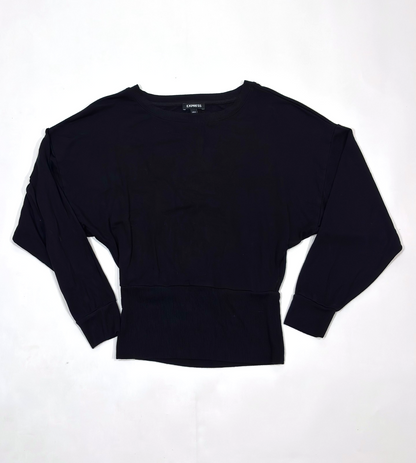 Express Open Back Dolman Long Sleeve Top Black - XS